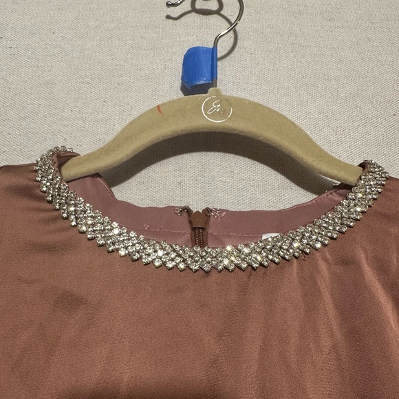 *FLAW* NWT Ieena Mac Duggal Satin Cocktail Dress w/ Rhinestone Accents - size 12 - Picture 6 of 9